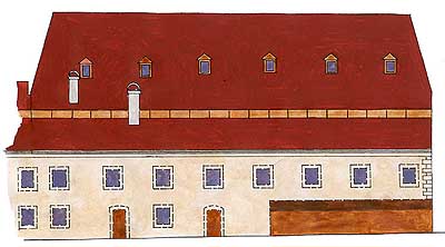Kájovská 56, 176, severní průčelí, renesanční fáze na základě sondážních nálezů, zdroj: Arteco B.M. s.r.o., autor: J. Bloch, P. Lengál, 2003 