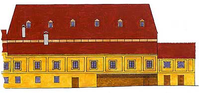 Kájovská 56, 176, severní průčelí, 1. pol. 19. stol. na základě sondážních nálezů, zdroj: Arteco B.M. s.r.o., autor: J. Bloch, P. Lengál, 2003 