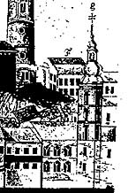 Latrán čp. 6, ikonografie, zámek Č.Krumlov s částí Latránu, výřez, zdroj: StOA Třeboň, autor: A. Kasenda, 2. pol. 18. st. 