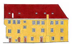 Latrán čp. 67, jižní křídlo konventu - severní fasáda, 2. pol. 19. stol. na základě sondážních nálezů, zdroj: Arteco B.M. s.r.o., autor: J. Bloch, J.Novotný, P. Lengál, 2002 