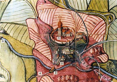 Kájov - majetková mapa z počátku 18. století 