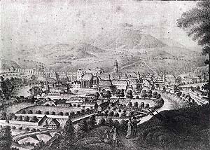 Antonín Langweil, view onto Český Krumlov, graphic 