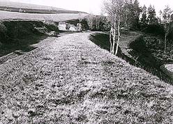 Horse-drawn railway, embankment and remains of the last guard's house on Czech soil 500 meters from the state border, condition in 1925 