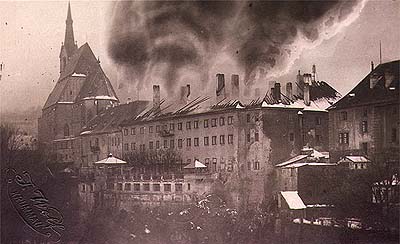 Horní no.  154, fire in Hotel Růže, historical photo, foto: F.Wolf 