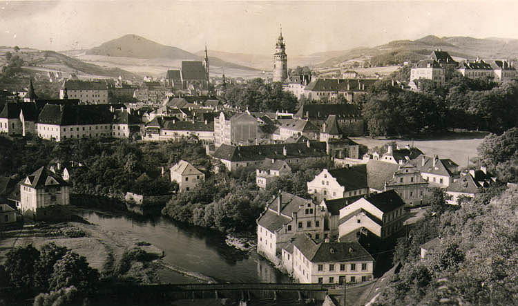 Porák Bridge in Český Krumlov, historical photo