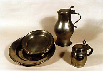 Pewter dishes, Renaissance, Baroque, collection of Regional Museum of National History in Český Krumlov  