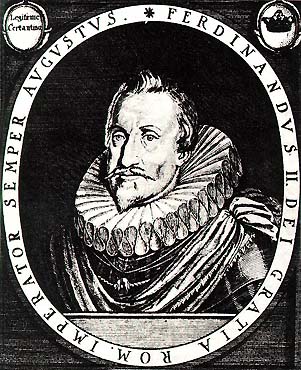 Ferdinand II. von Habsburg, zeitgenössische Gravierung 