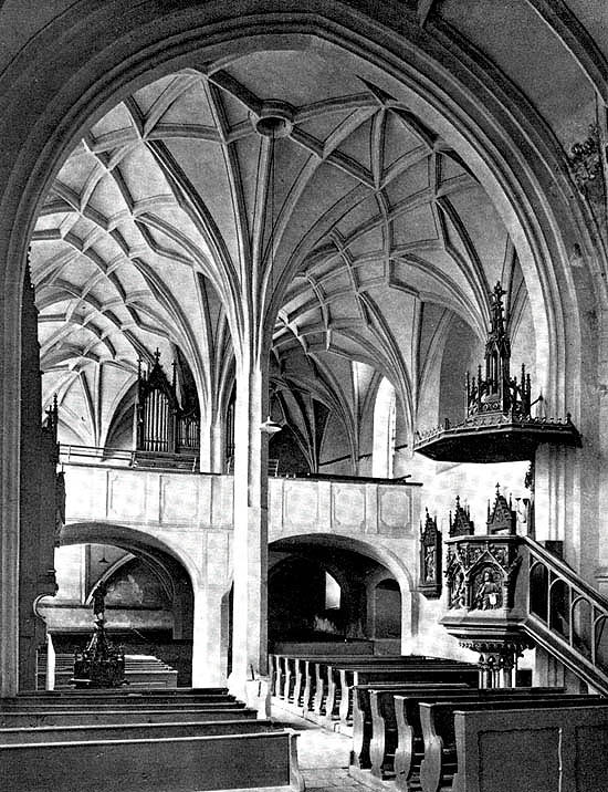 Hořice na Šumavě, St.-Katharina-Kirche, Gewölbe aus der Wende des 15. zum 16. Jahrhundert