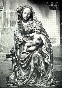 Poutní kostel Kájov, trůnící Madona,1502 