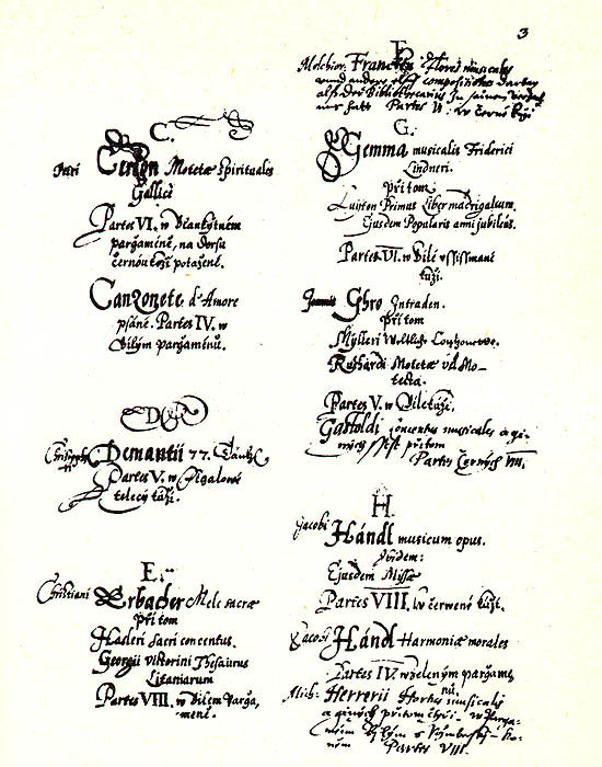 Inventarium musicum, list of Rosenberg music and instruments from 1610