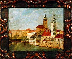 Český Krumlov before 1835, oil on canvas, collection of Regional Museum of National History in Český Krumlov 