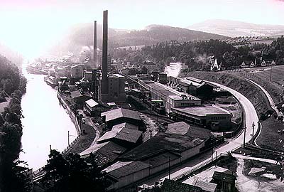 Papermill Větřní, historical photo of factory 