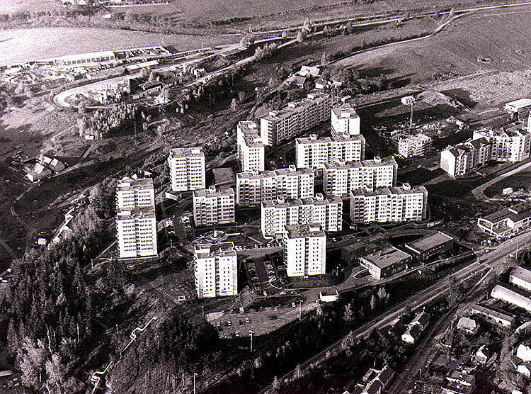 Český Krumlov, sídliště Domoradice, panelová zástavba, 70. léta 20. století