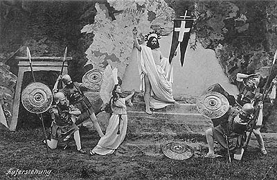 Hořice na Šumavě, Passionsspiele im Jahre 1912, Szene Auferstehung, ein historisches Foto , foto:  J. Seidel 