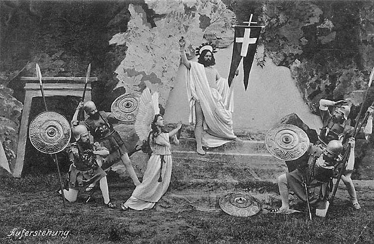 Hořice na Šumavě, Passionsspiele im Jahre 1912, Szene Auferstehung, ein historisches Foto , foto:  J. Seidel