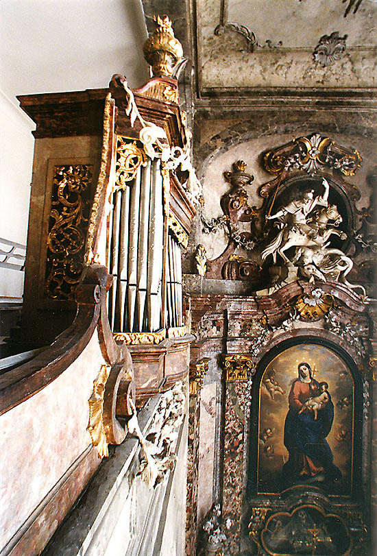 Organ in chapel of St. George at the Český Krumlov Castle from 1753