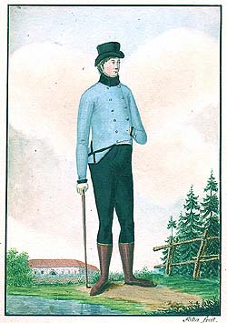 Uniform design for students of the Schwarzenberg Economic Institute in Český Krumlov, 1820, State Regional Archives Třeboň, branch Český Krumlov. 