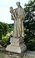 Český Krumlov, sochařská výzdoba Plášťového mostu, Jan Antonín Zinner, sv. Antonín Paduánský, 1747 
