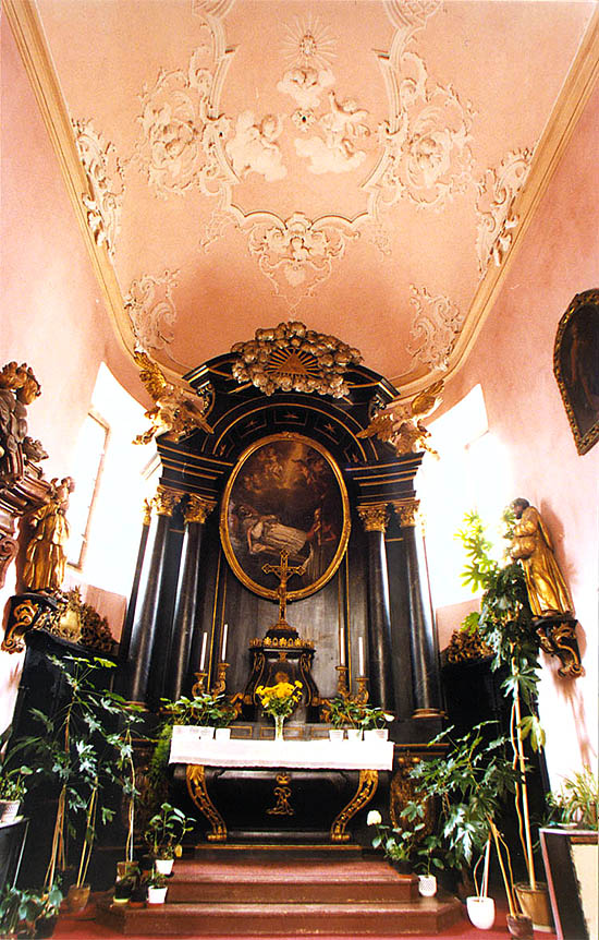 Kirche St. Veit in Český Krumlov, Interieur der Kapelle des hl. Johann von Nepomuk aus dem Jahre 1725