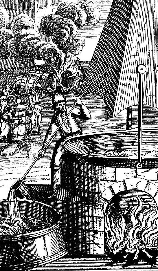 Bierkochen, eine historische Zeichnung