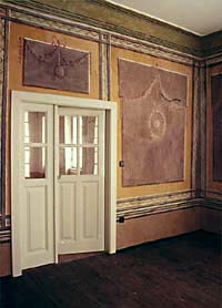 Latrán Nr. 12, Interieur, Freske an der Tür, foto:  Ladislav Pouzar 