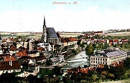 Český Krumlov with St. Vitus Church, hist. photo, collection of Regional Museum of National History in Český Krumlov, foto: J. Seidel, 1907 
