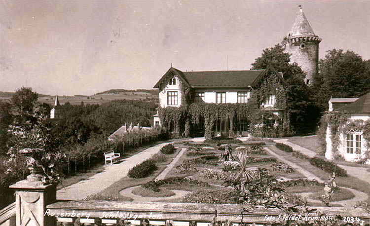 Rožmberk nad Vltavou, Schlossgarten, ein historisches Foto, foto:  J.Seidel