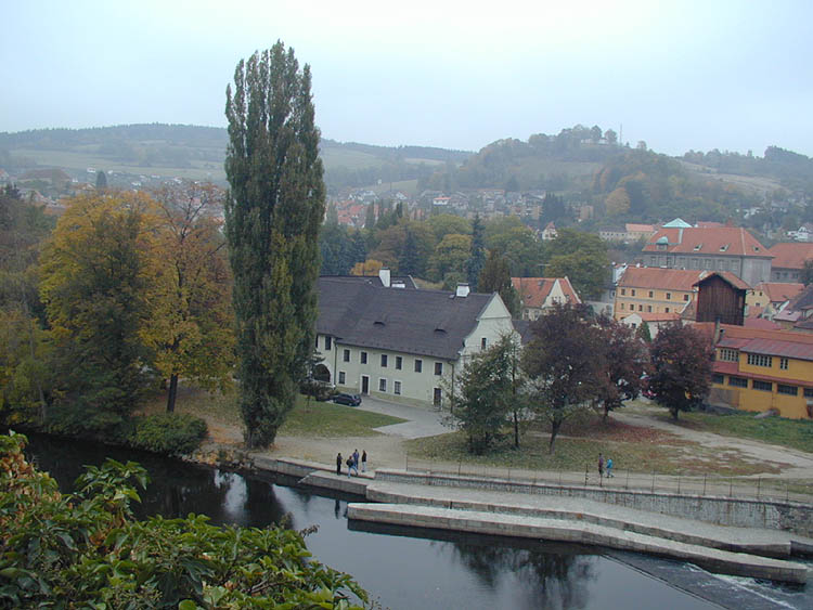 Municipal park with object of former Jesuit residence (today hotel Gold) in view from st. Vitus church, 1999, photo: J.Olšan 