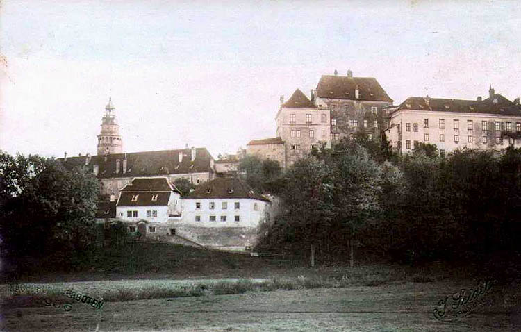 Ansicht der Silhouette des Schlosses vom Hirschgarten, um 1900, Staatliches Bezirksarchiv, Foto: J. Seidel