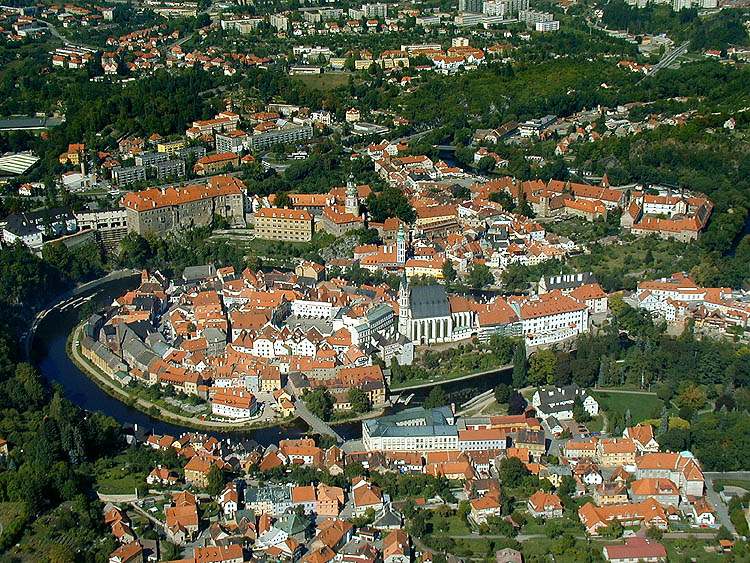 Luftaufnahme der Stadt Český Krumlov, Foto: Lubor Mrázek