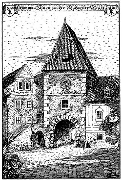 Latránská Gate, Rudolf Thür, drawing from 1914 - 1916 