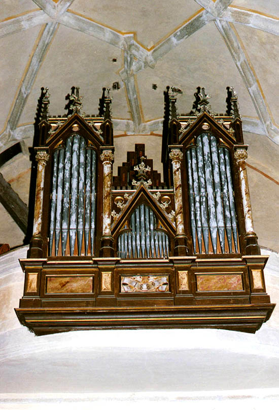 Organum Hydraulicum, einmanualige Orgel in der Kirche in Zátoň