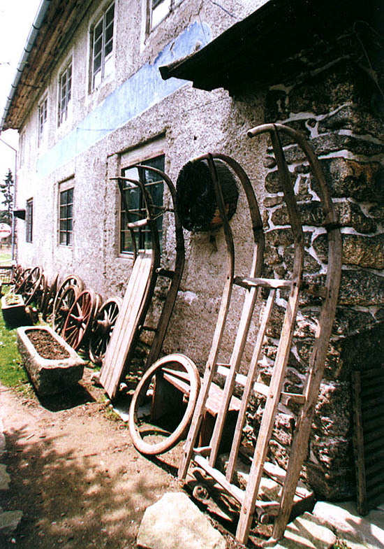 Sleighs used in the past for pulling wood down to float down the Schwarzenberg navigational canal