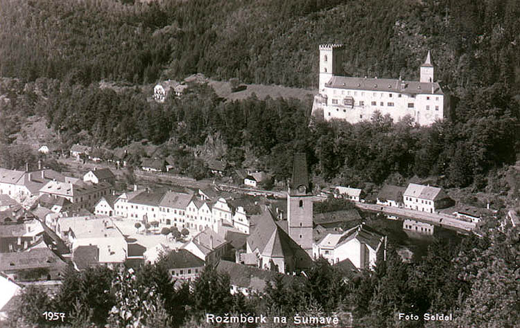 Rožmberk nad Vltavou, hrad a obec, historické foto, foto: J.Seidel